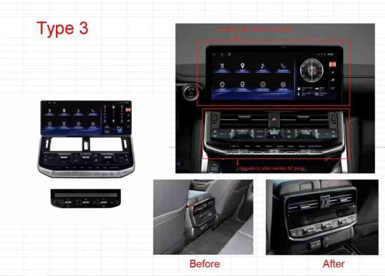 Монитор 12.3" + панель заднего климата для Toyota LC 300 2021+ штатный экран 9" - КарМедиа KP-T1219 Андроид 13, 6ГБ+128ГБ, SIM-слот только с установкой в Москве
