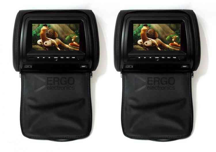 Комплект подголовников со встроенным DVD плеером и LCD монитором 7" ERGO ER700H (Чёрный)