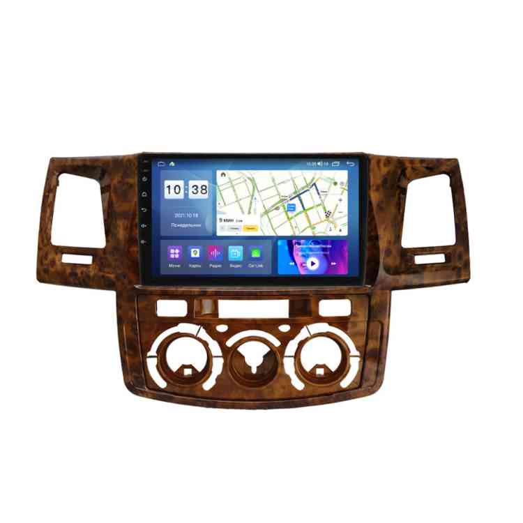 Магнитола для Toyota Hilux/Fortuner 2005-2008 авто с кондиционером цвет Дерево Parafar на Андроид 13.0 PF066ACWUHD